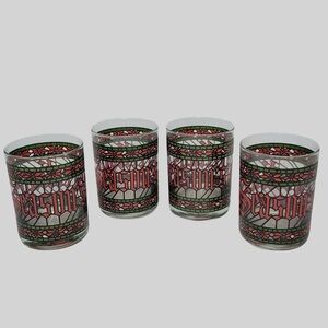 Vintage Houze Seasons Greetings Old Fashioned Glasses